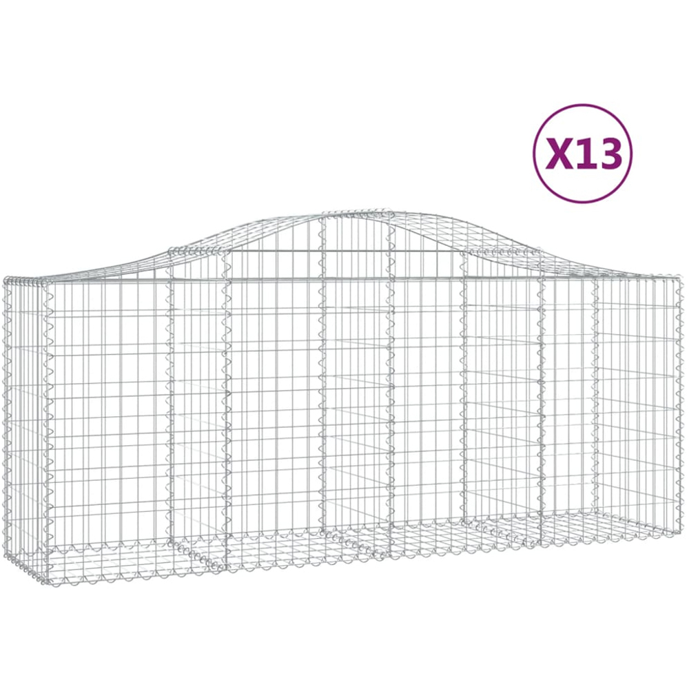 vidaXL Silver Galvanised Iron Arched Gabion Basket 200 x 50 x 80/100cm 13 Pack Image 4