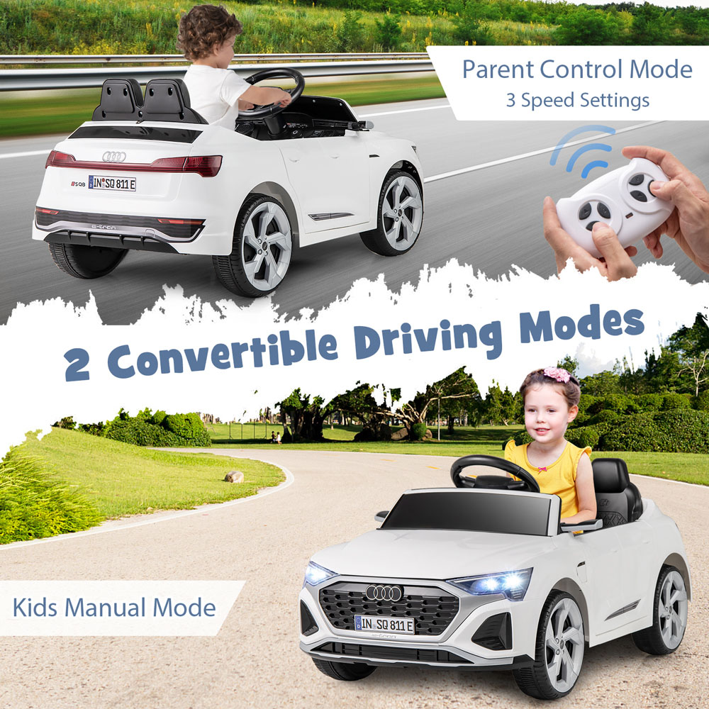 Costway Kids White Licensed Audi SQ8 Ride On Car with Remote Control and 4 Wheels Suspension 12V Image 6