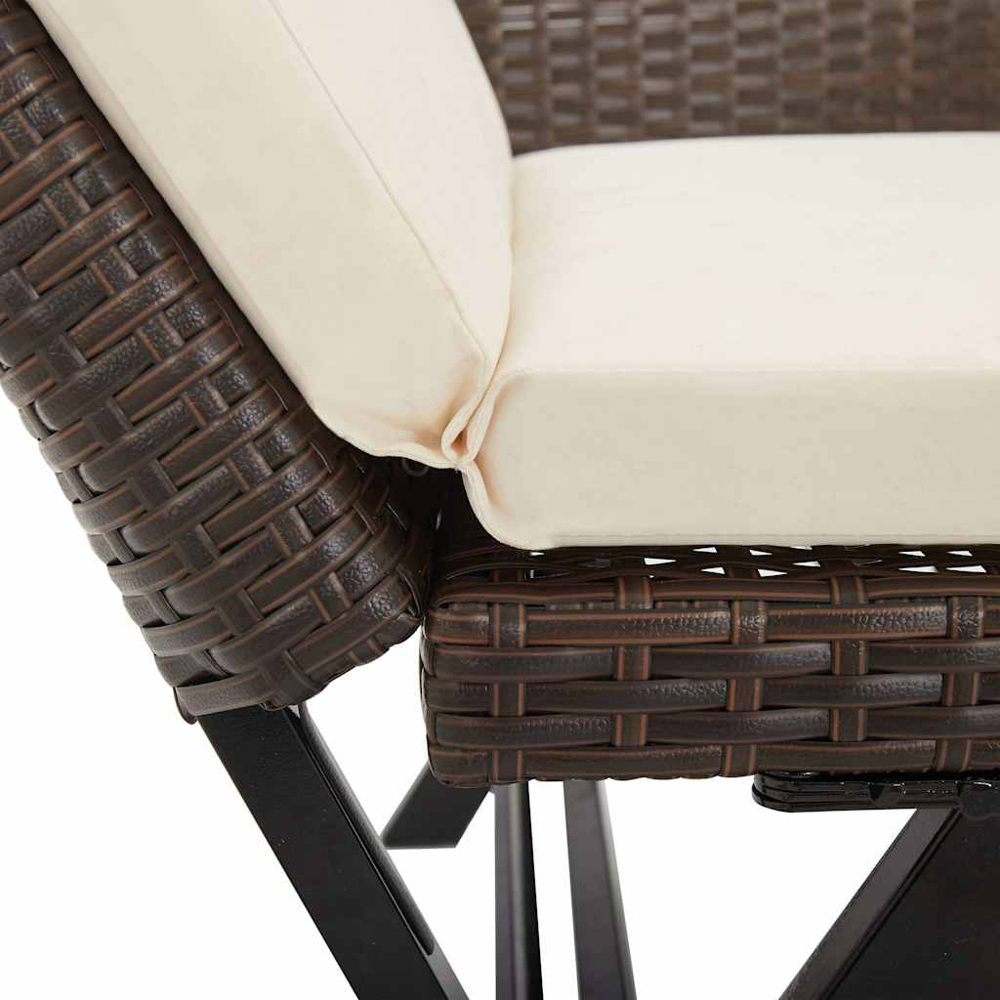 vidaXL 2 in 1 Brown PE Rattan Garden Bench with Cushions Image 9
