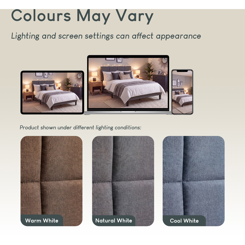 VIDA DESIGNS Velmora Double Dark Grey Linen Fabric Bed Image 7