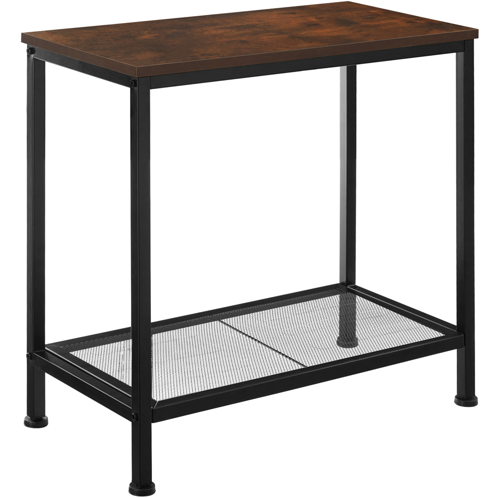 tectake Filton Single Grid Shelf Dark Wood Bedside Table Image 2