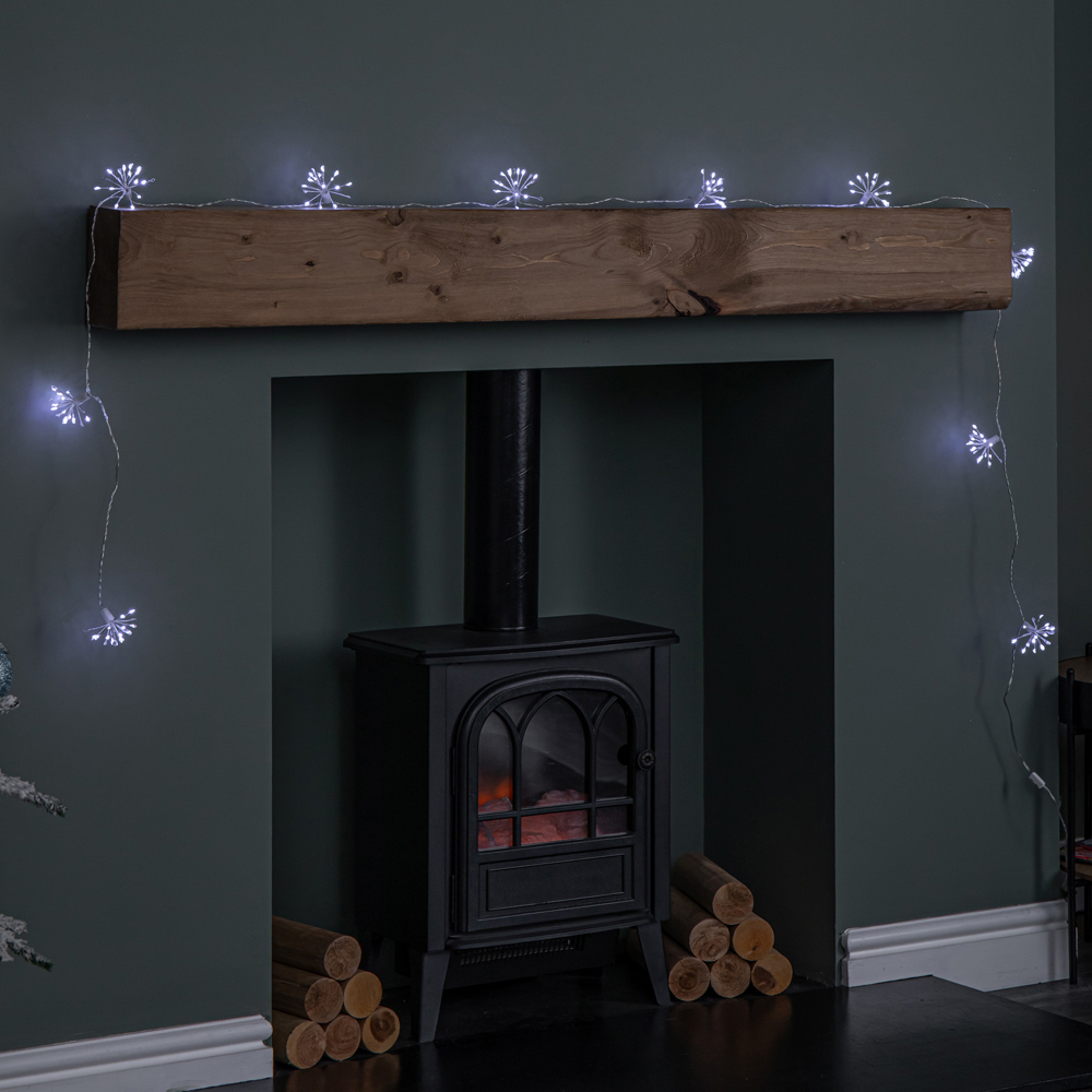 Samuel Alexander 200 White LED Set of 10 Twinkling Christmas Starburst String Lights 2.7m Image 2