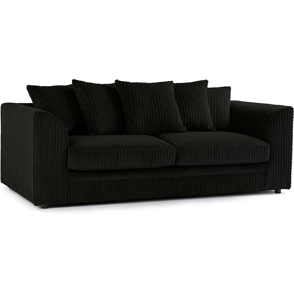 Luxor 5 Seater Black Jumbo Cord Scatter Back Sofa Suite Image 3