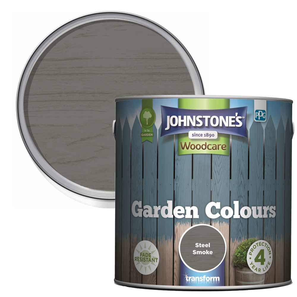 Johnstone's Woodcare Garden Colours Steel Smoke Paint 2.5L Image 1