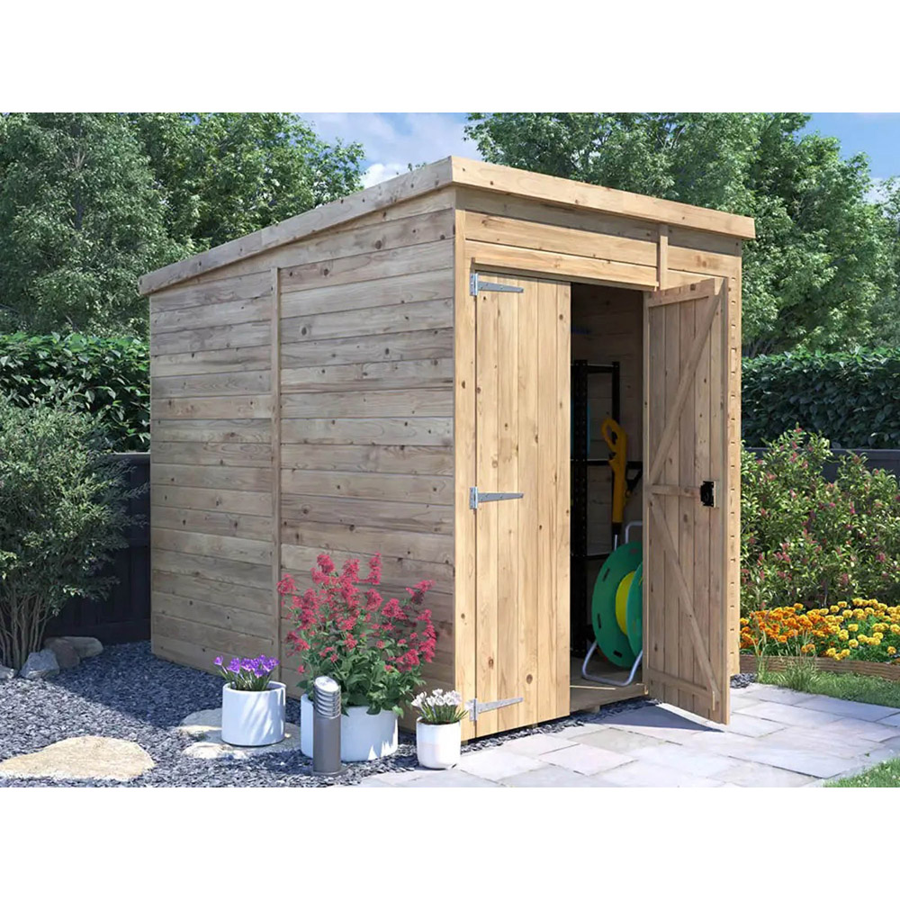 Dunster House Overlord 6 x 8ft Modular Brown Superfelt Pent Bike Shed Image 2