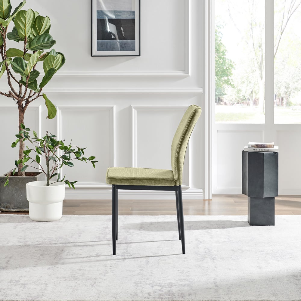 Furniturebox Remi Set of 2 Green and Black Textured Weave Dining Chairs Image 8