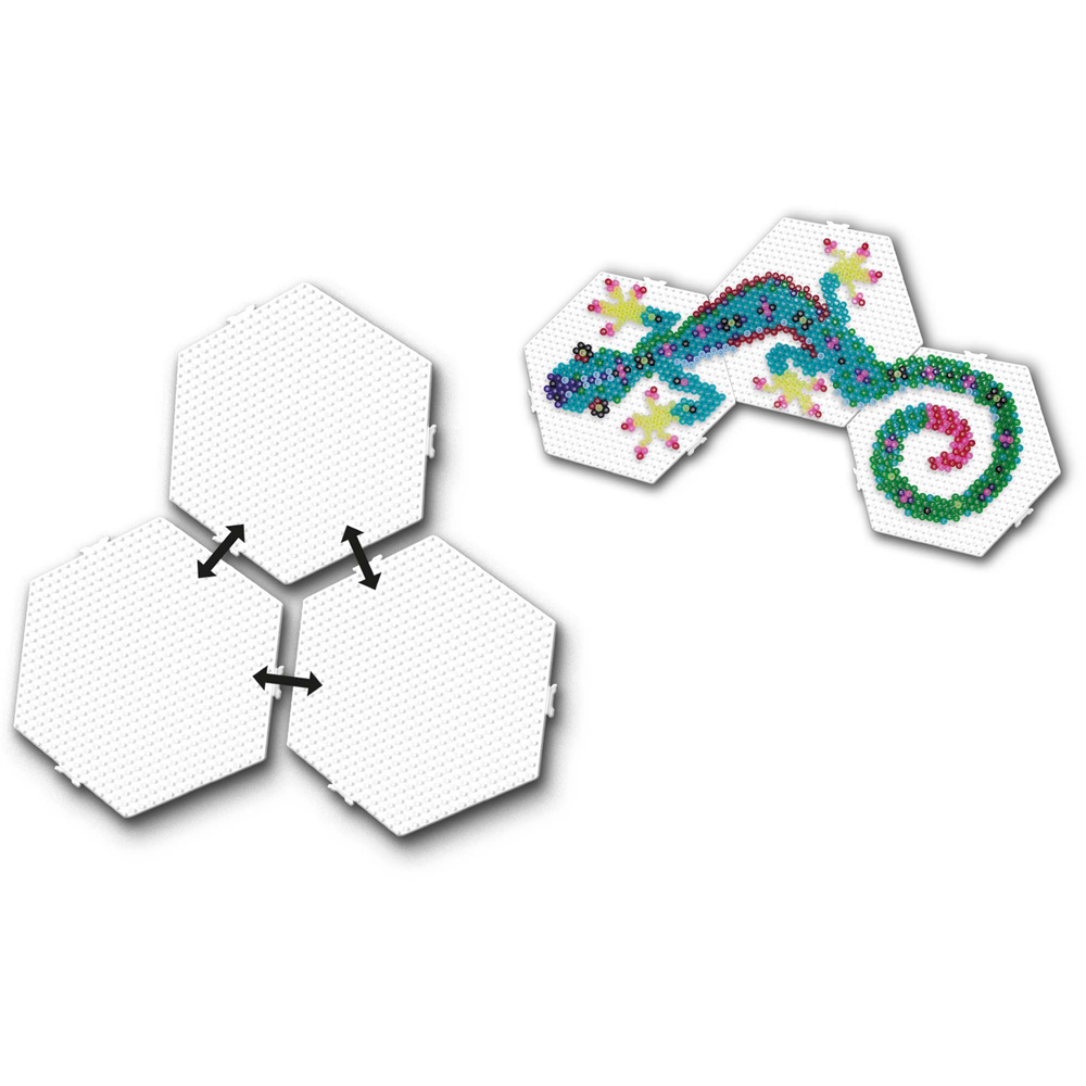 SES Creative Beedz Hexagon Connectable Iron On Beads Base Plate Pegboard 3 Piece Image 3