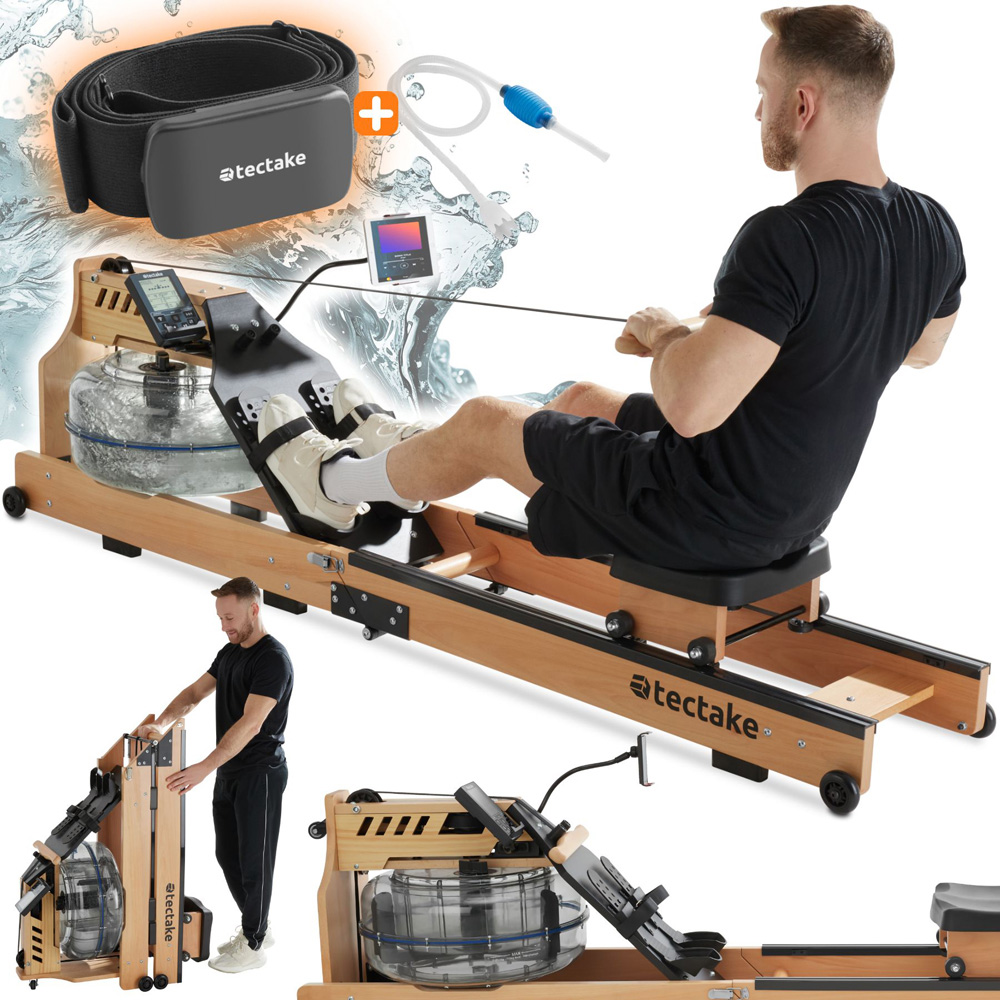 tectake Titan Foldable Ergonomic Wooden Rowing Machine Image 2