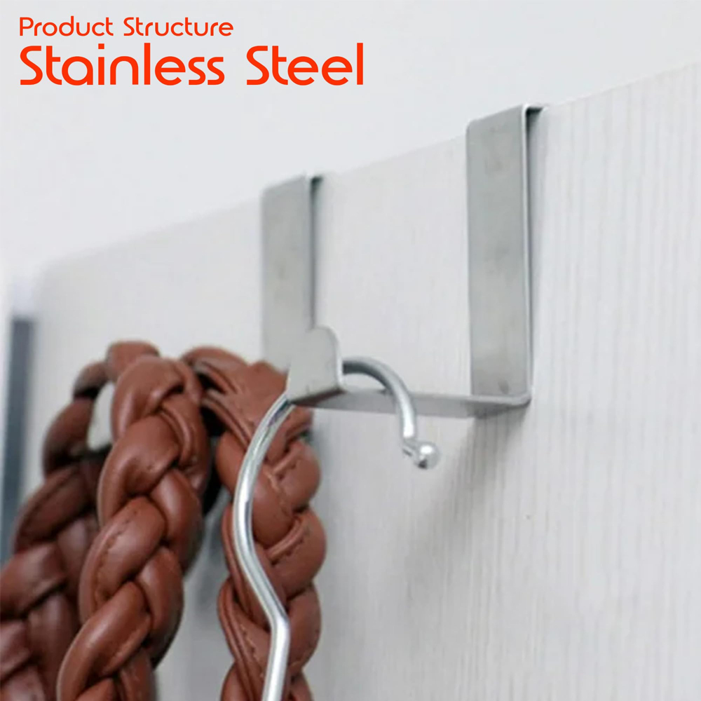 ATEK Stainless Steel Reversible Over Door Hook 10 Pack Image 2