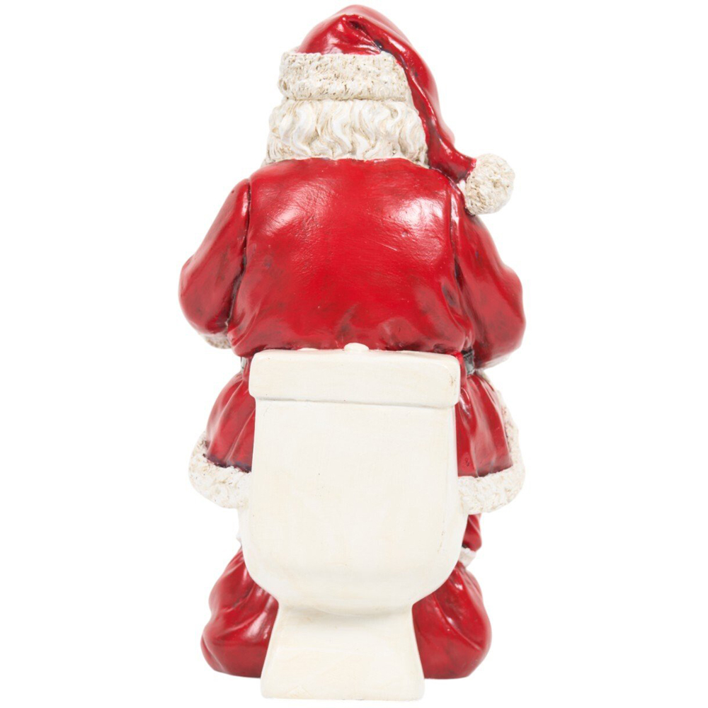 Santa On The Toilet Ornament Red Image 4