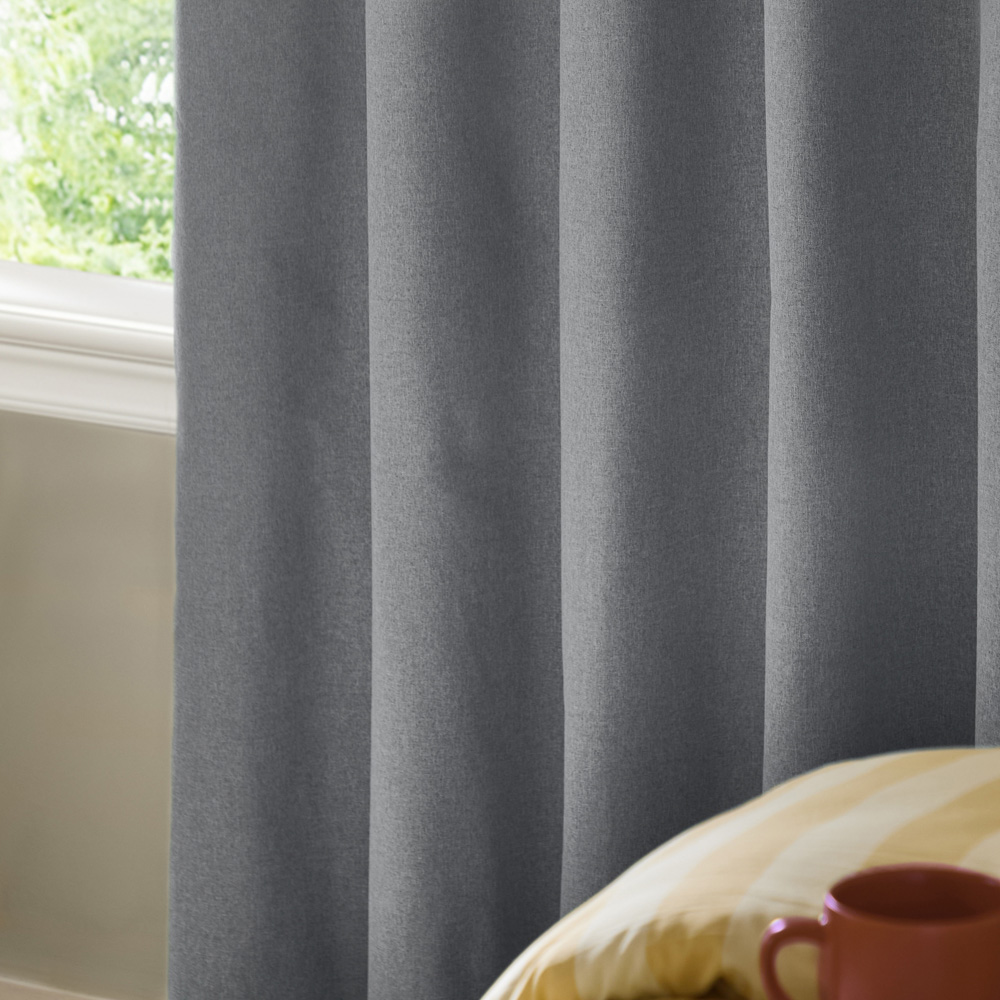 Furn The Ultimate Denim Textured Woven Blackout Eyelet Curtains 168 x 183cm Image 3