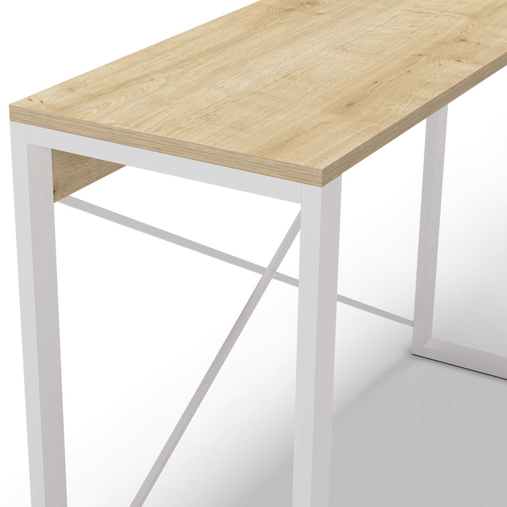 FWStyle Archie Oak and White X-Frame Metal Legs Console Table Image 4