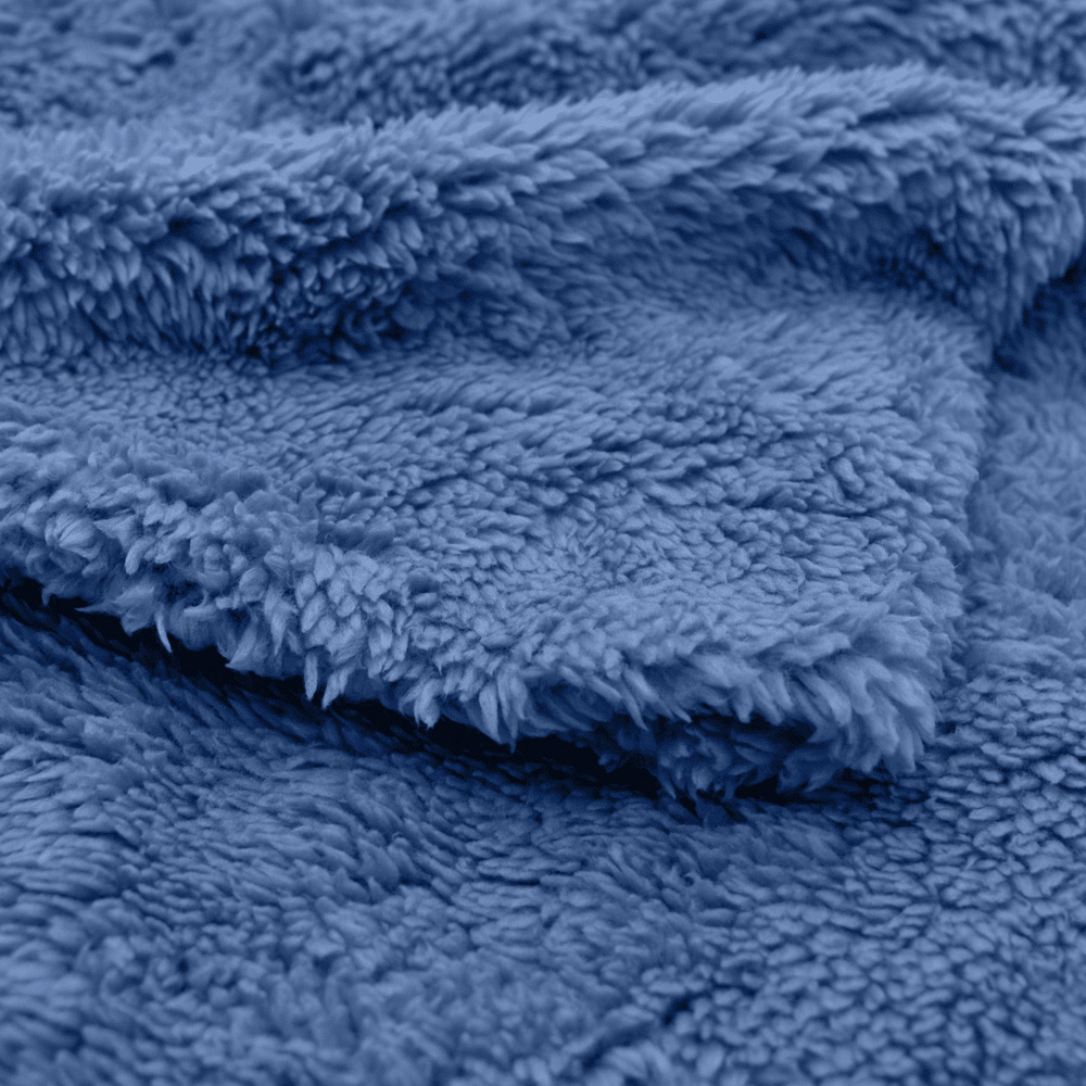 Velosso Super King Size French Blue Teddy Fleece Duvet Set Image 3