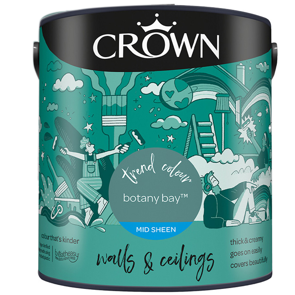 Crown Walls & Ceilings Botany Bay Mid Sheen Emulsion Paint 2.5L Image 2