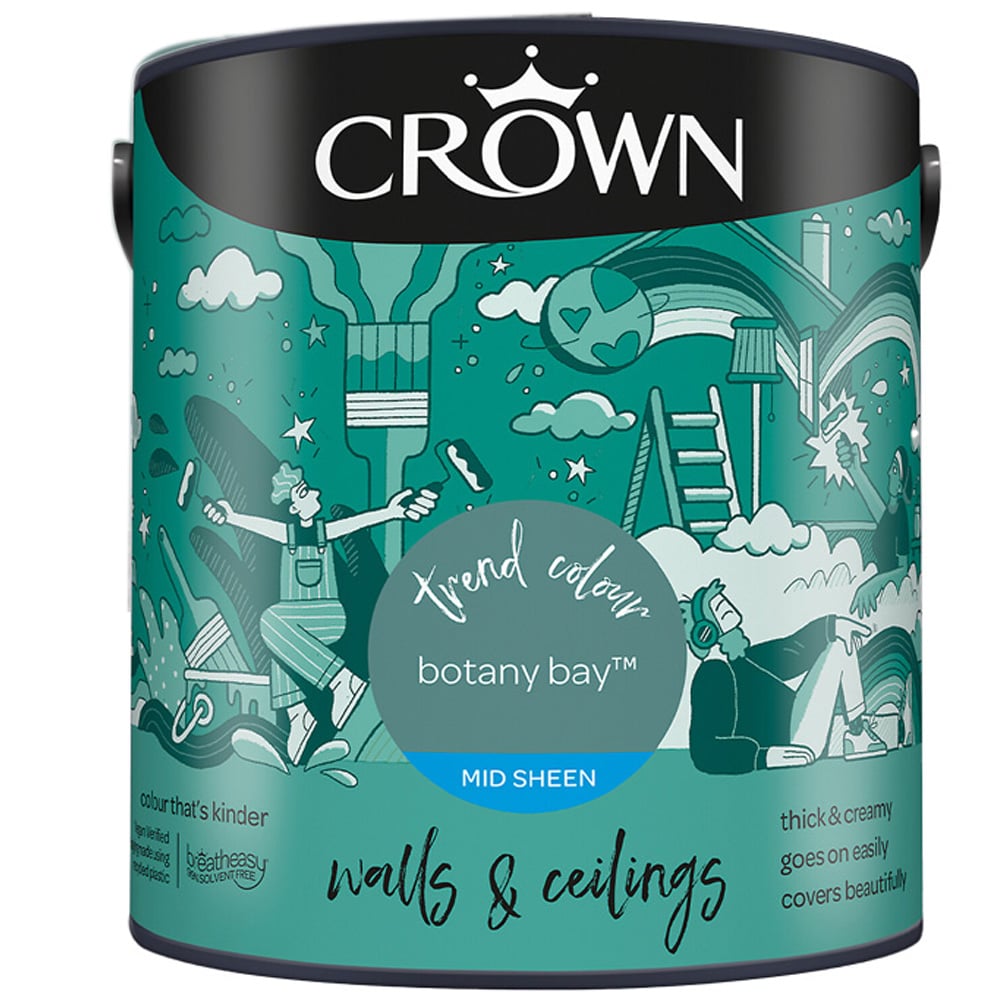 Crown Walls & Ceilings Botany Bay Mid Sheen Emulsion Paint 2.5L Image 2