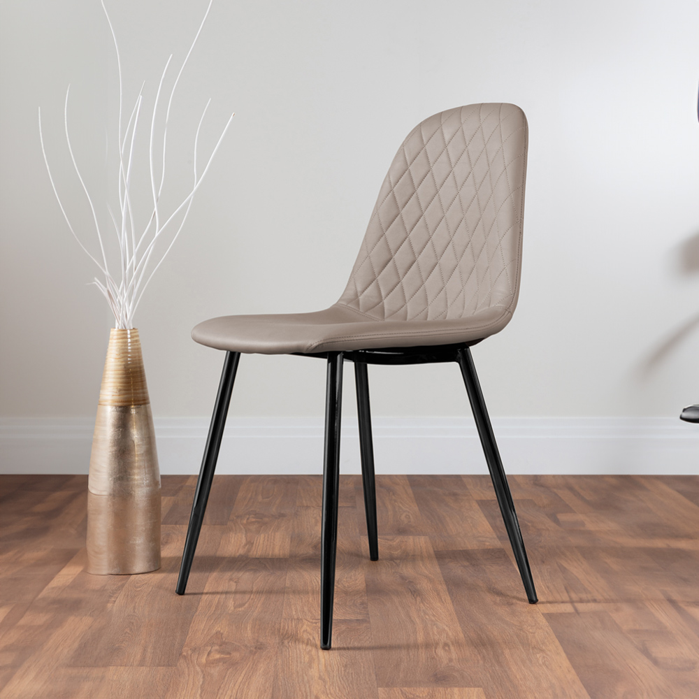 Furniturebox Elissa Solara Marble Effect 2 Seater Round Dining Set White Cappuccino and Black Image 3