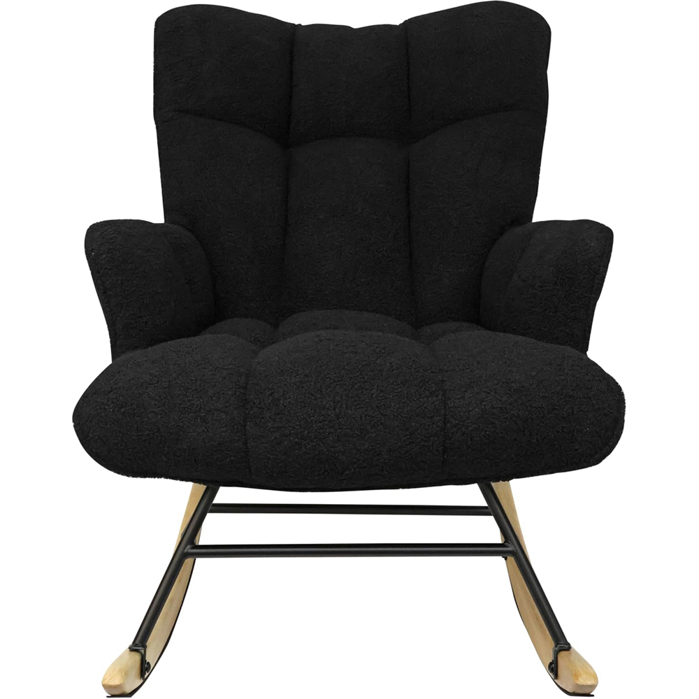 Alivio Black Teddy Plush High Backrest Rocking Chair Image 2