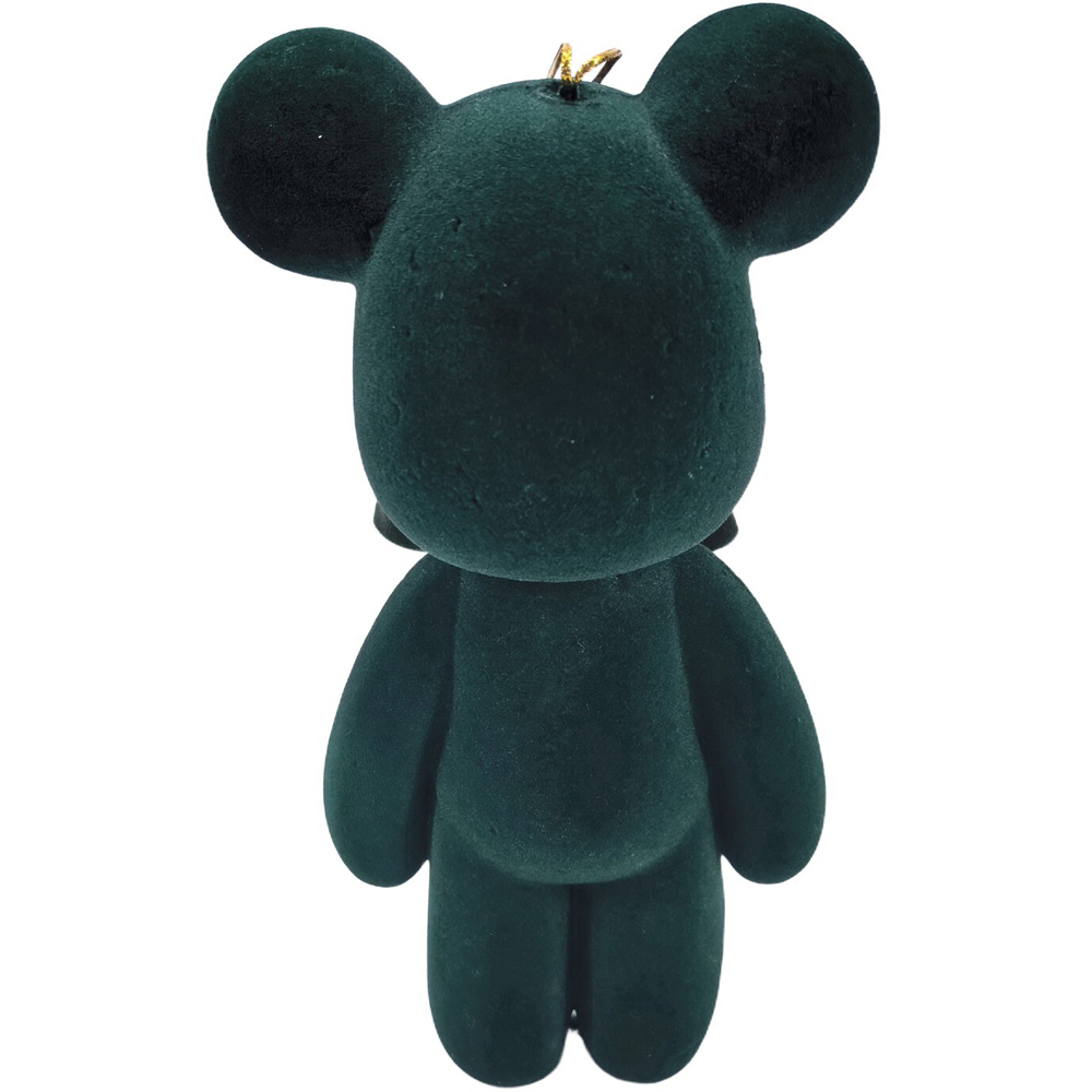 Flocked Bow Teddy Hanging Decoration Large Image 5