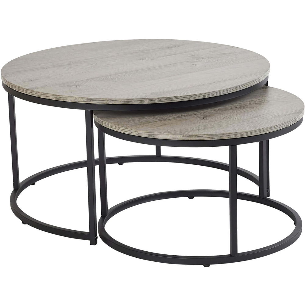 Home Source Grey Round Nest of Tables Set of 2 Image 2