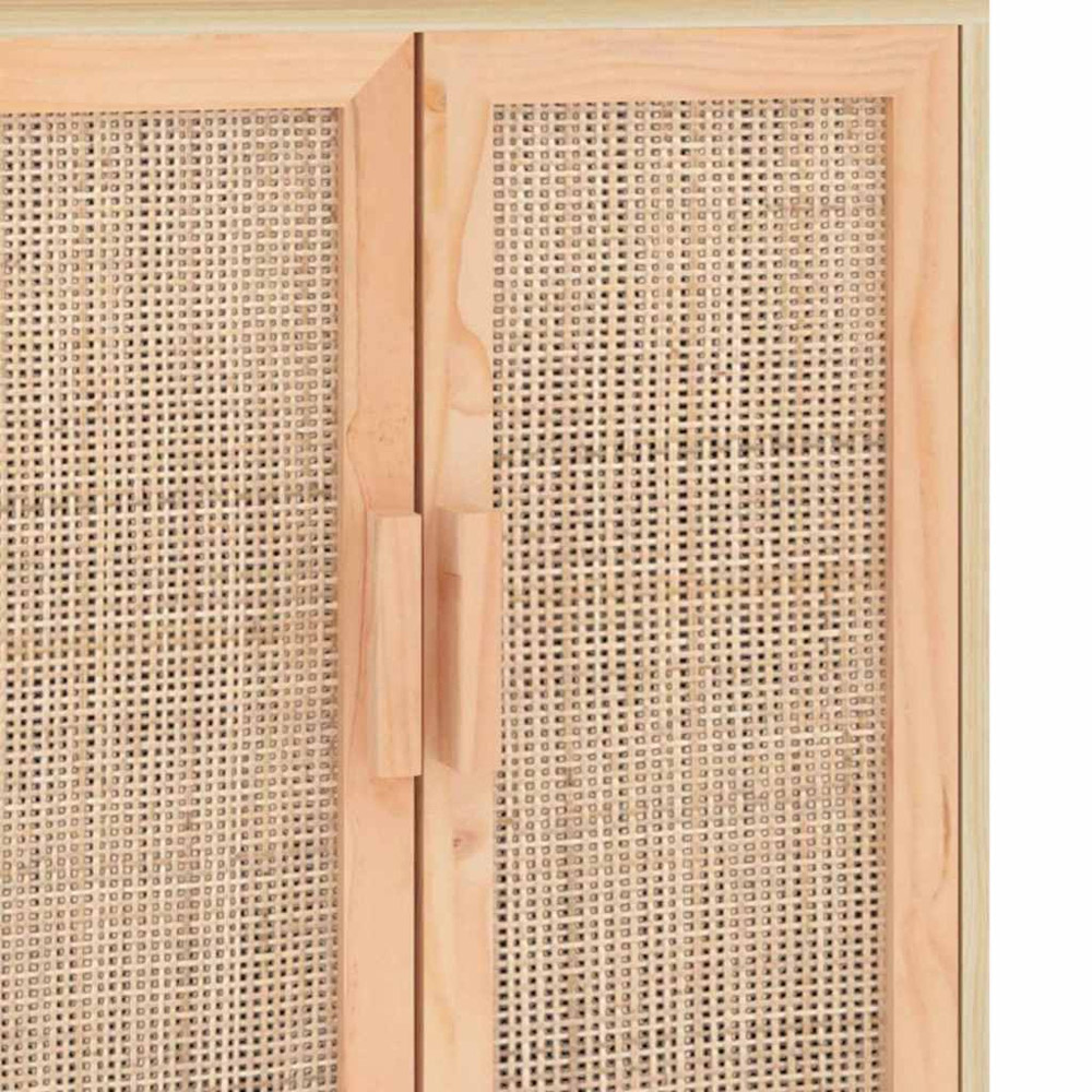 vidaXL 2 Rattan Door Natural Pine Wood Sideboard Image 7