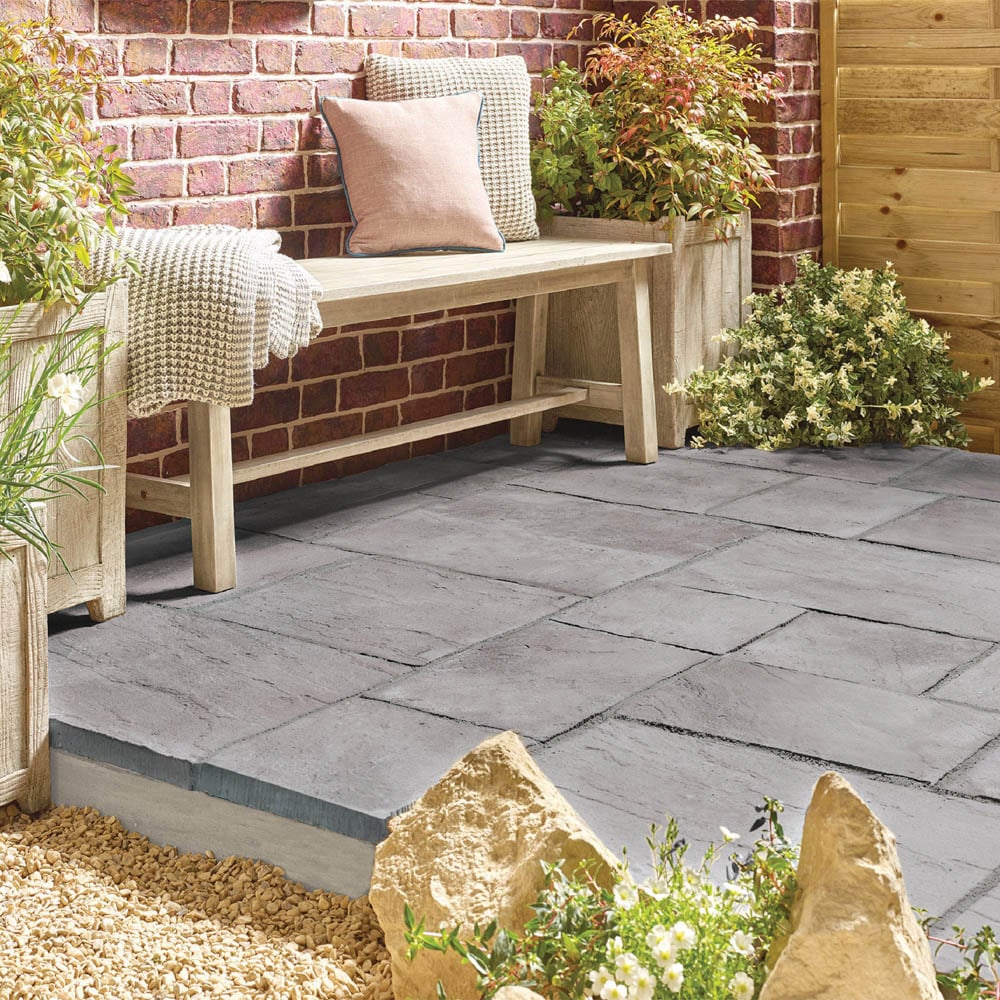 Stylish Stone Graphite Chantry Paving Slab 300 x 300mm Full Pack Image 2