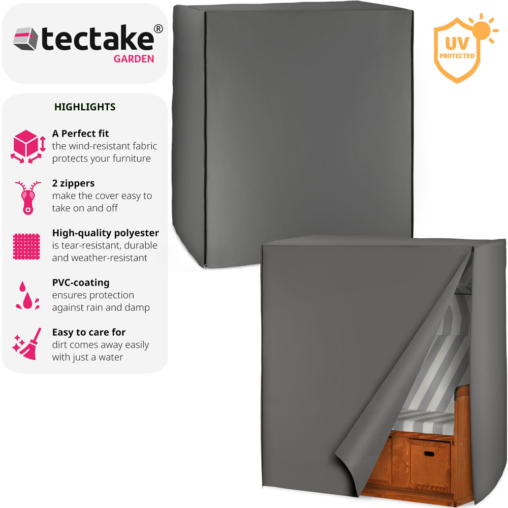 tectake Grey Beach Chair Cover Image 5