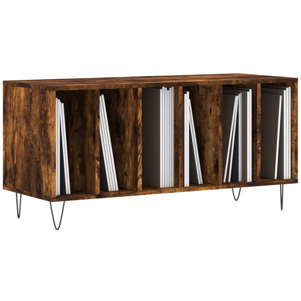 vidaXL 6 Shelf Smoked Oak Record Cabinet Image 3