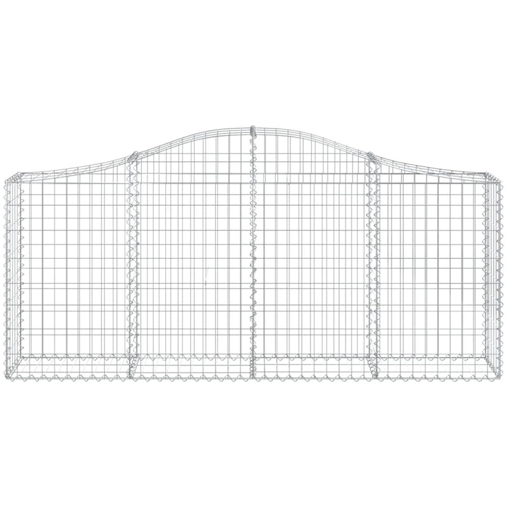 vidaXL Silver Galvanised Iron Arched Gabion Basket 200 x 30 x 80/100cm 9 Pack Image 3
