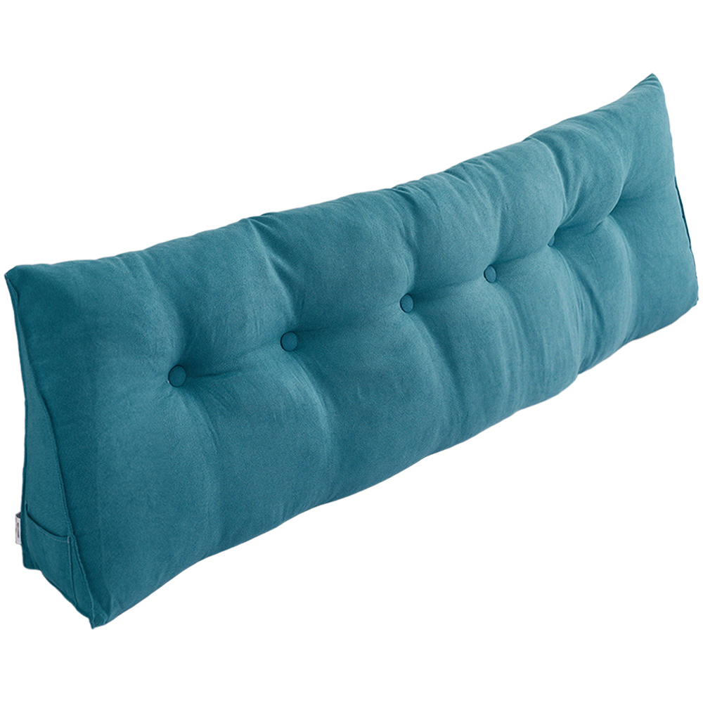 Living and Home Peacock Blue Wedge Headboard Pillow with Side Pocket 180 x 50cm Image 3