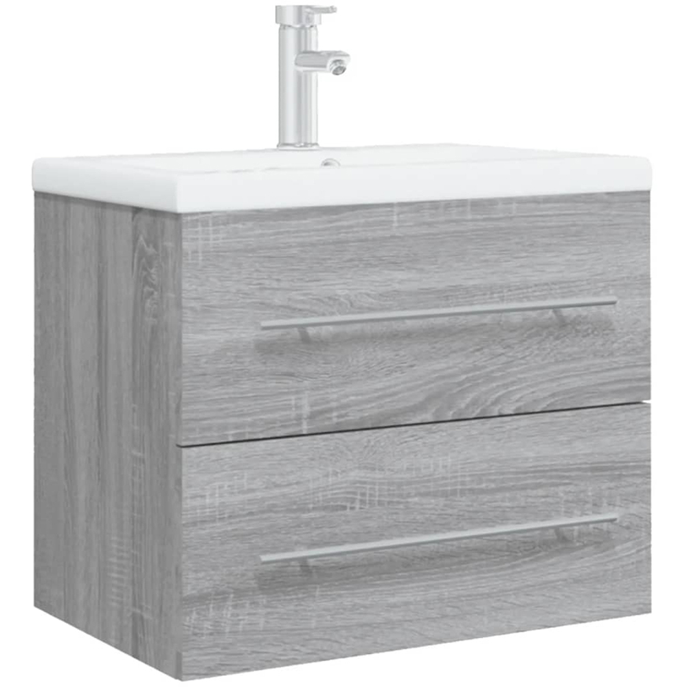 vidaXL 2 Drawer Grey Washbasin Cabinet with Built-In Sink Image 3
