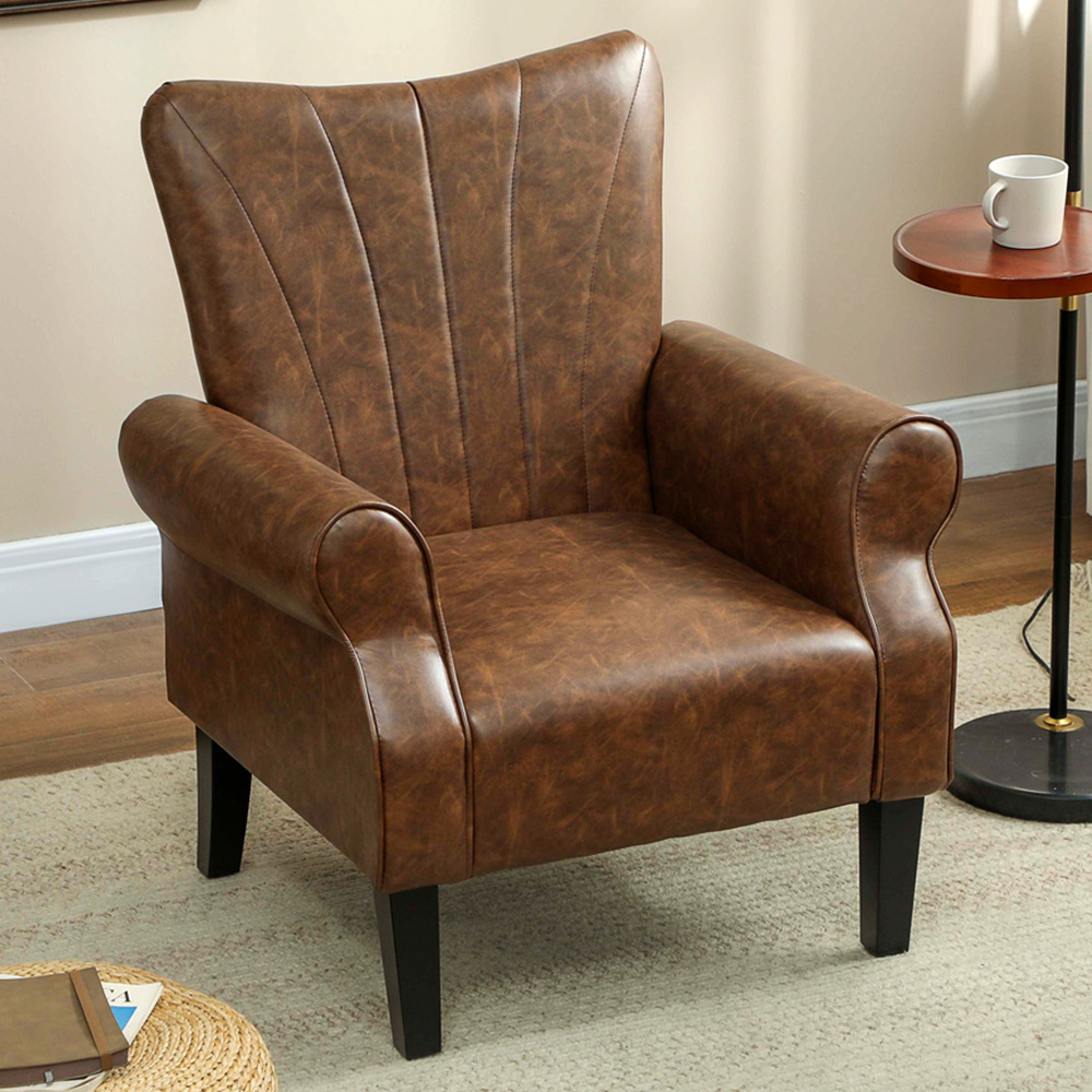 HOMCOM Brown Upholstered Modern Accent Chair Image 1