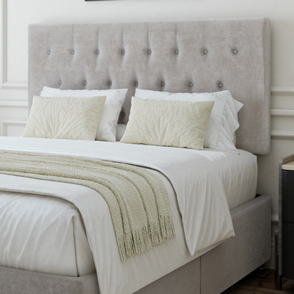 Bedmaster King Size Seal Grey Naples Linen Divan Base with Lona Headboard Image 2