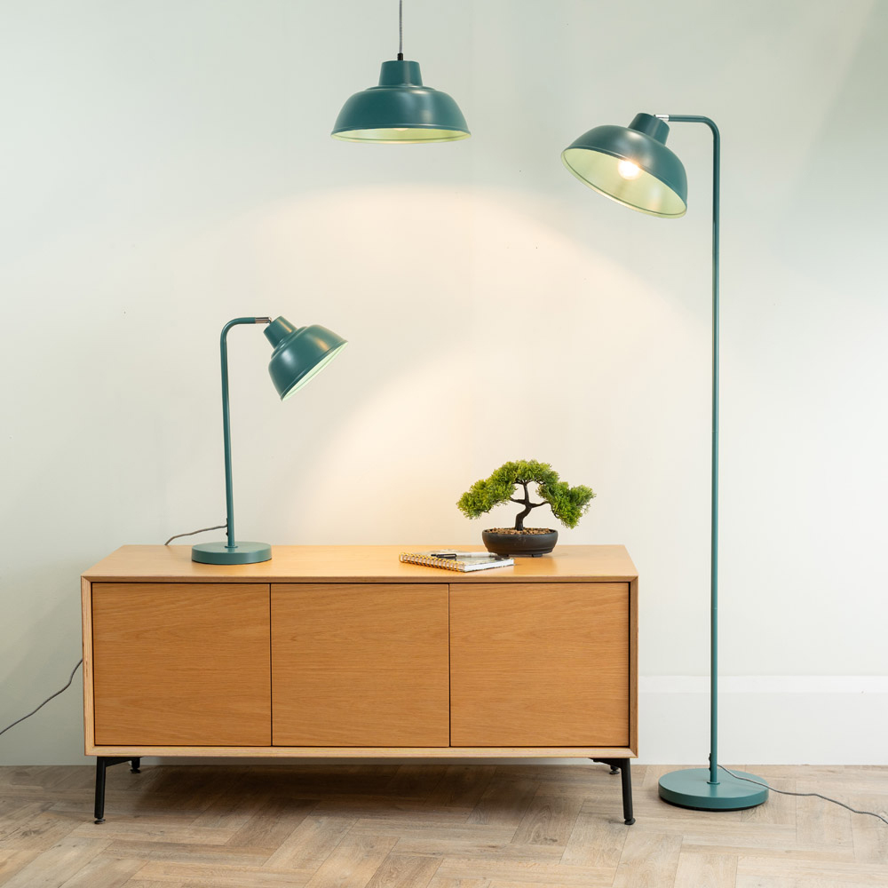 ValueLights Morris Teal Retro Dome LED Floor Lamp Image 7