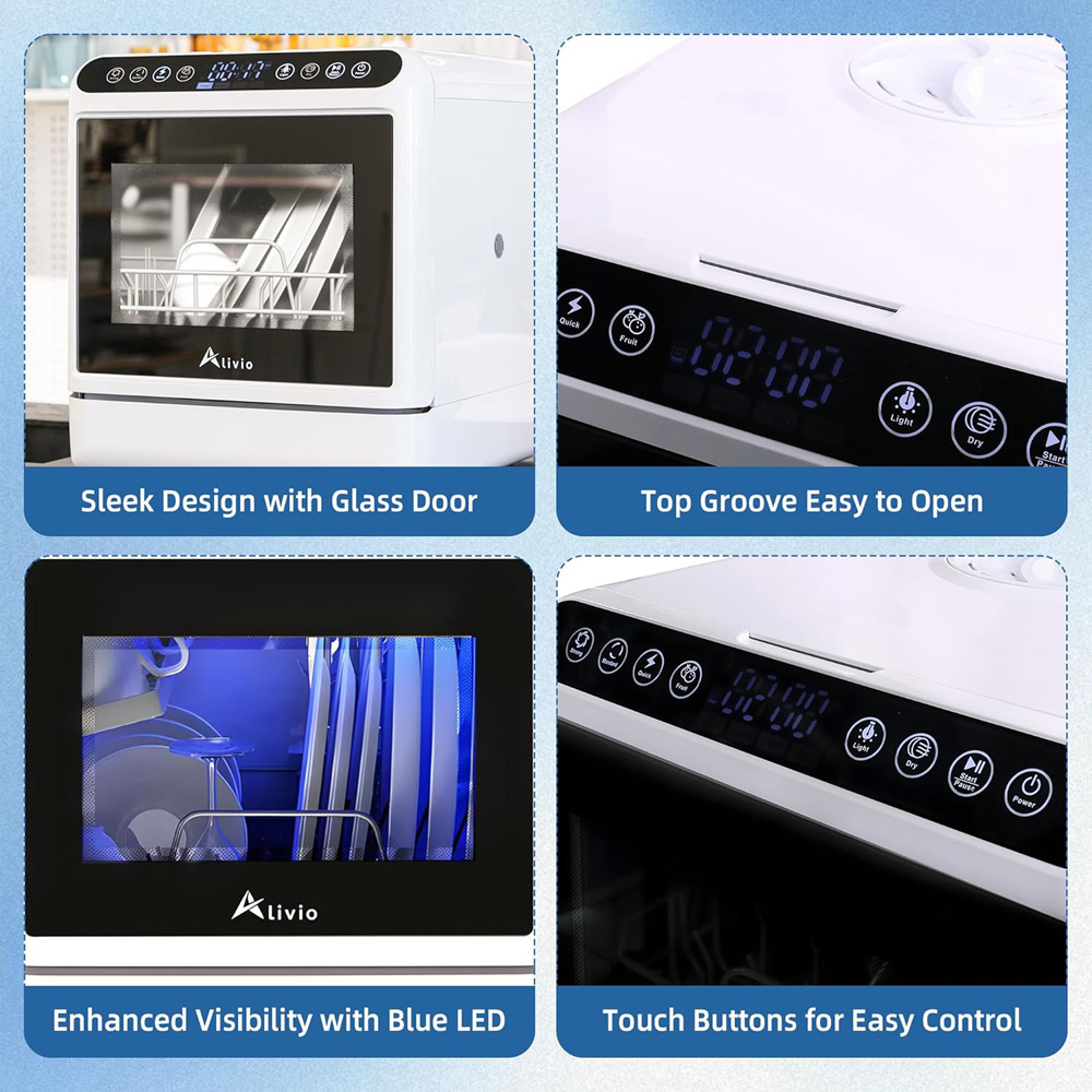 Alivio ALDW6L4797 Portable Countertop Dishwasher with 6L Water Tank Image 7