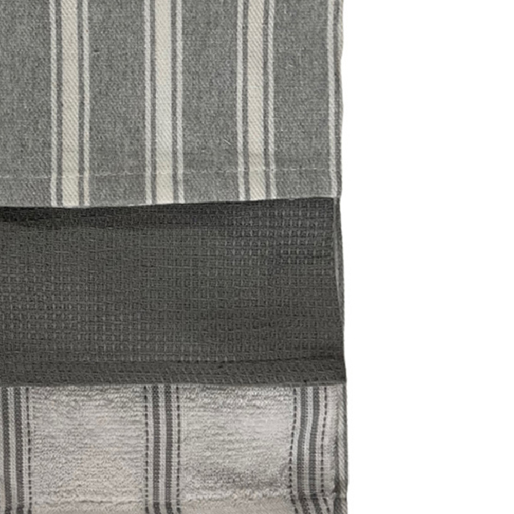 Bellissimo Grey Stripe Cotton Tea Towel 3 Pack Image 2