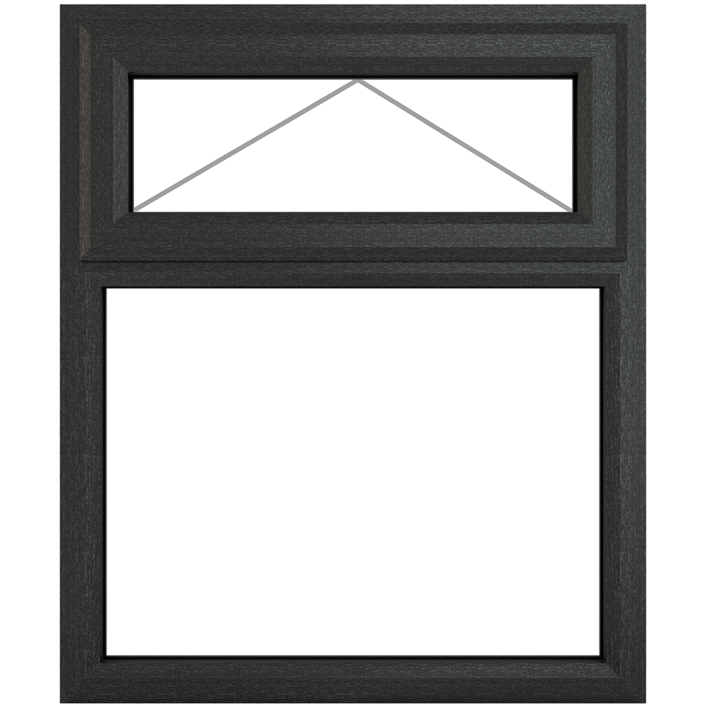 Crystal uPVC Double Glazed Window Top Hung Over Fixed Light Grey White Clear Glass 905x1040mm Image 2