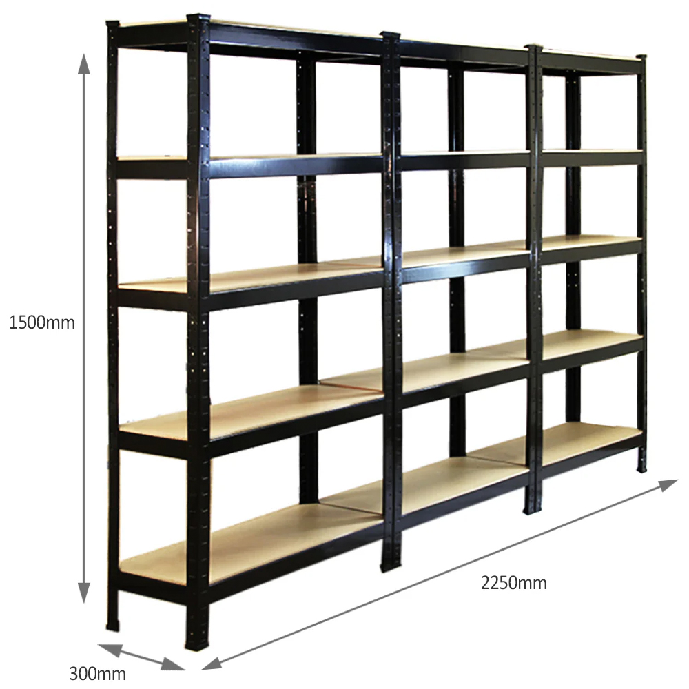 Monster Racking T-Rax Heavy Duty Black Shelving Unit 75cm 3 Pack Image 6
