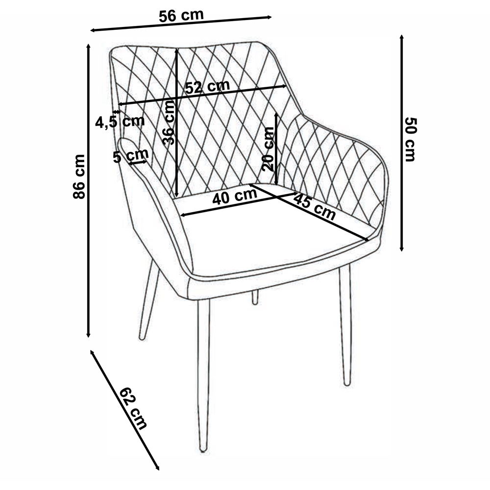 Loft24 Elvira Set of 2 Grey Velvet Dining Chair Image 9