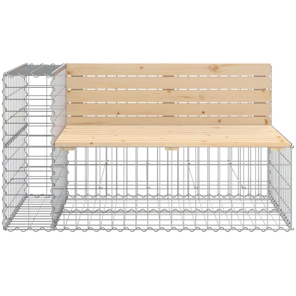 vidaXL 5 Seater Natural Solid Wood Pine Gabion Garden Bench Image 3