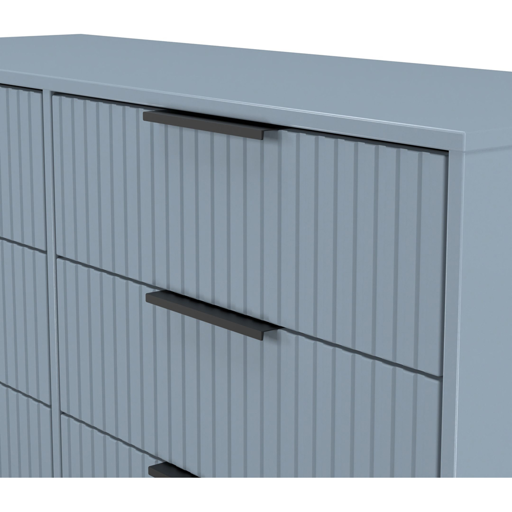Crowndale Fluted 6 Drawer Denim Blue Wide Chest of Drawers Ready Assembled Image 5