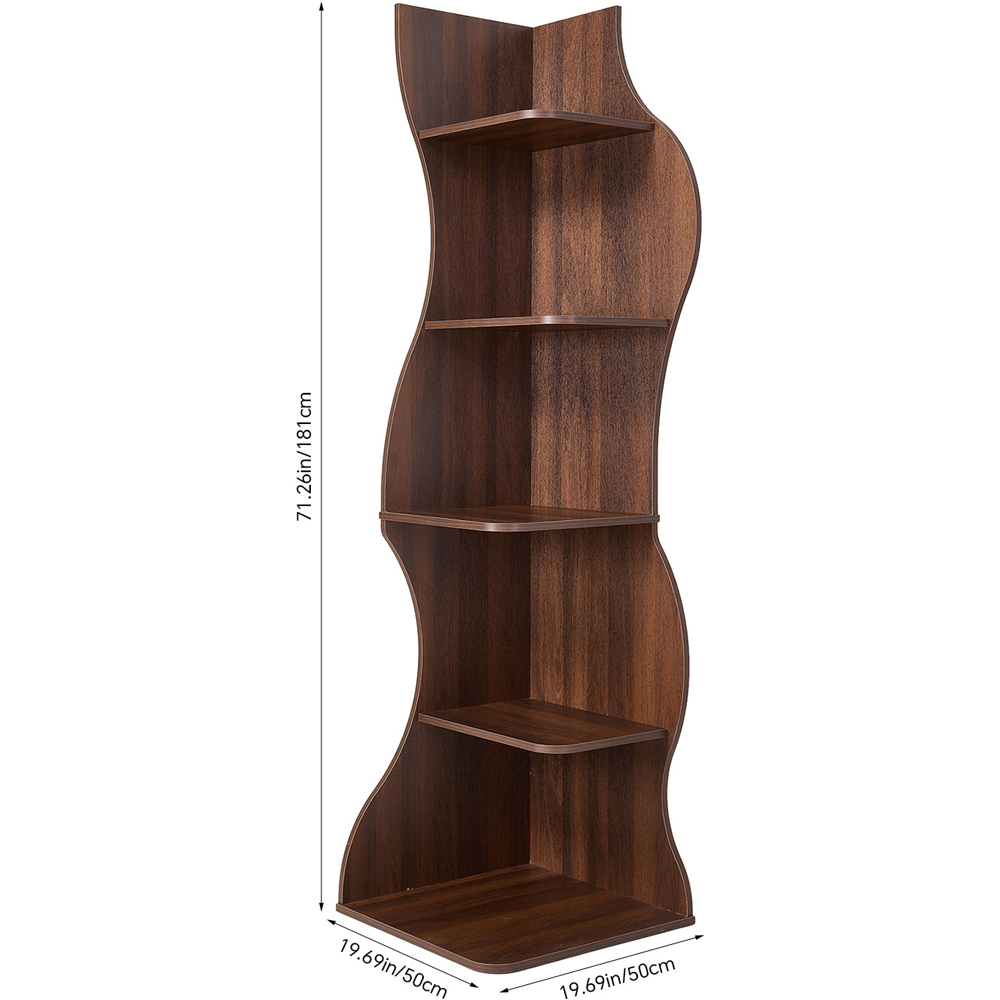 Living and Home 5-Tier Dark Brown Curved Corner Storage Shelf Image 9