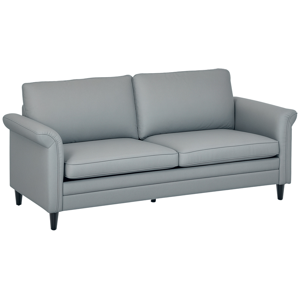 HOMCOM 3 Seater Grey Fabric Sofa Image 2
