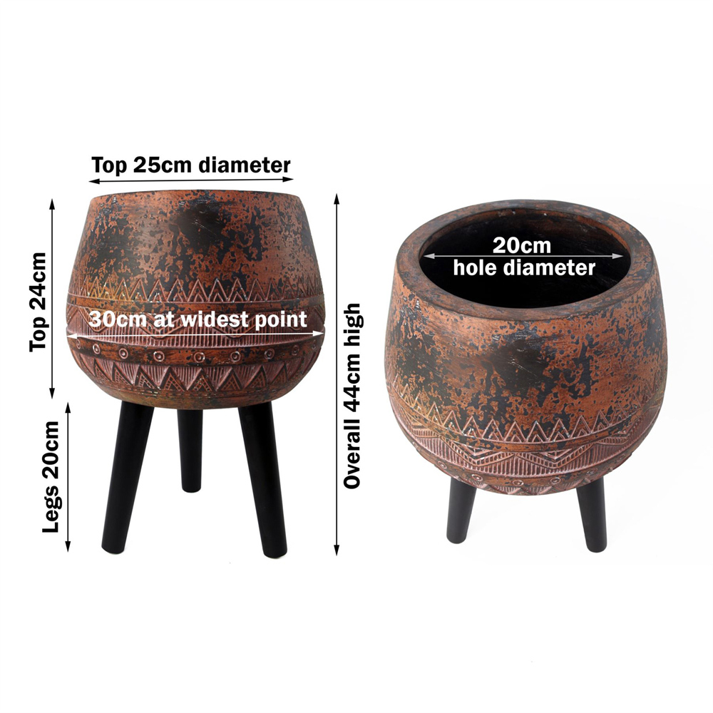 Leaf Brown and Black Composite Planter with Stand 44cm Image 5