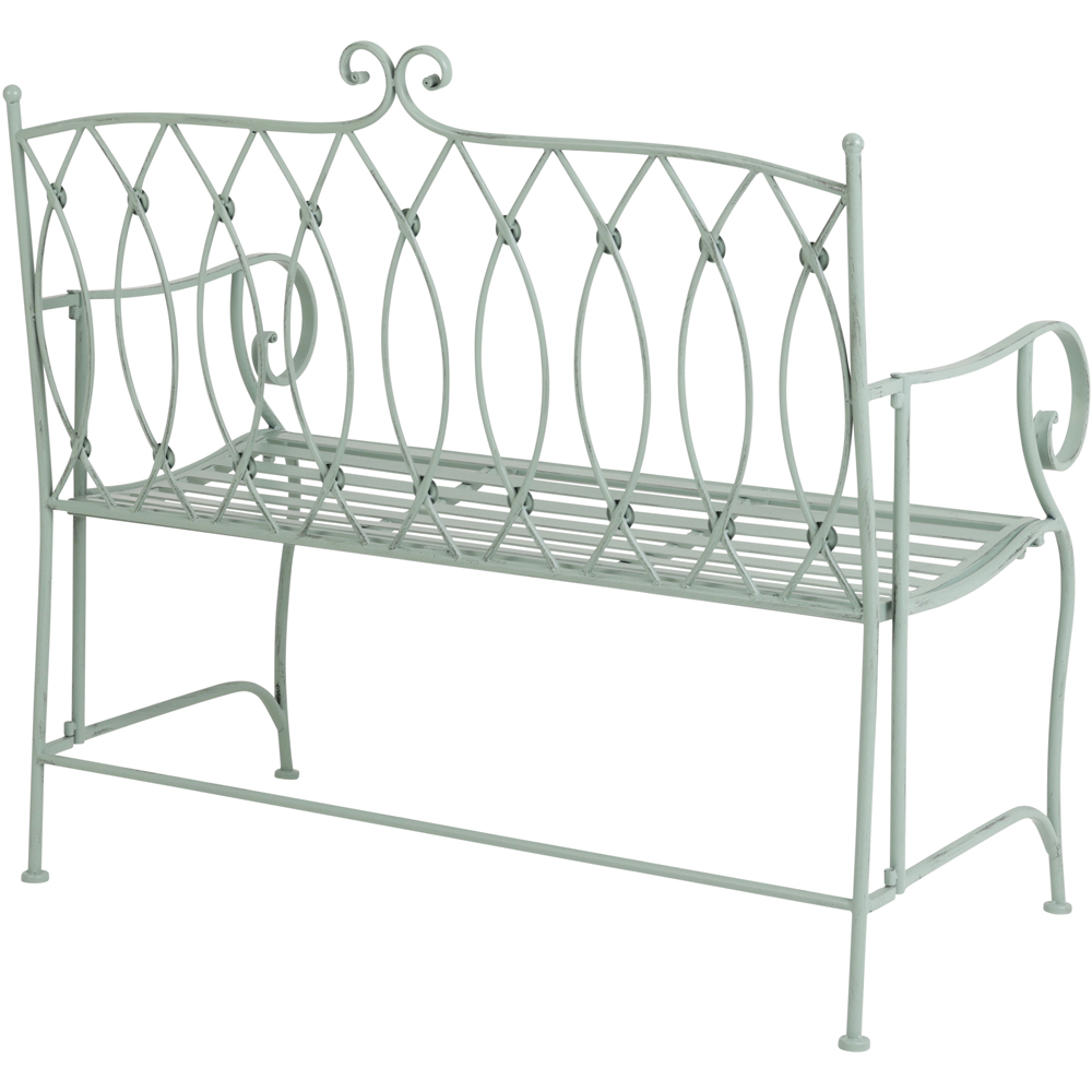 Charles Bentley 2 Seater Heritage Green Decorative Rustic Metal Garden Bench Image 4