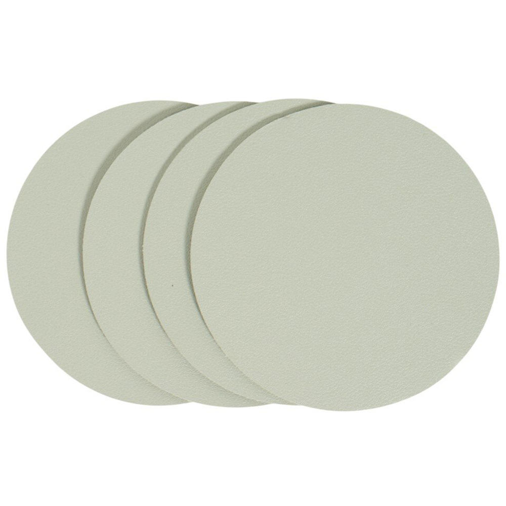 Set of 4 Round Faux Leather Coasters Sage Image 2