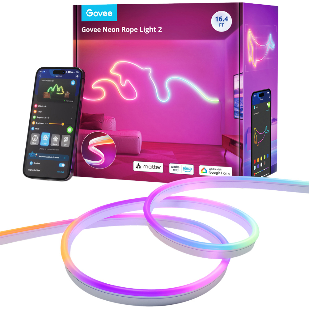 Govee RGBIC LED Smart Neon Rope Light 5m Image 1