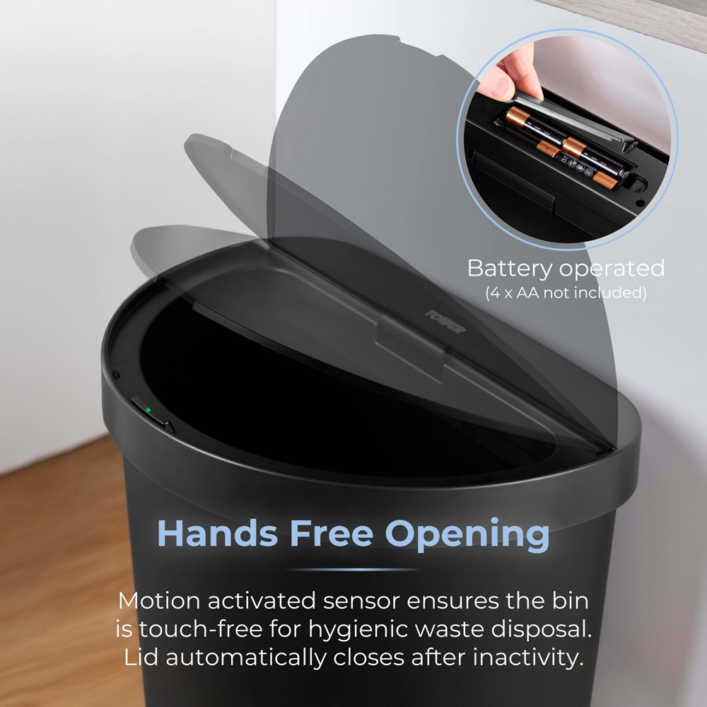Tower Black Curved Sensor Bin 50L Image 4
