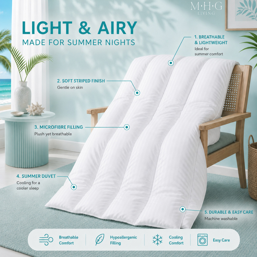 MHG Living King Size Summer Ultra Lightweight Hollowfibre Duvet 1 Tog Image 6