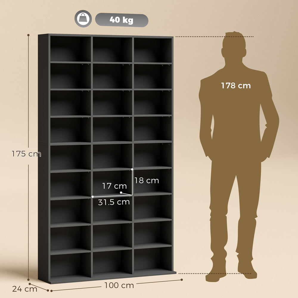 HOMCOM 27 Shelf Black DVD Storage Unit Image 9