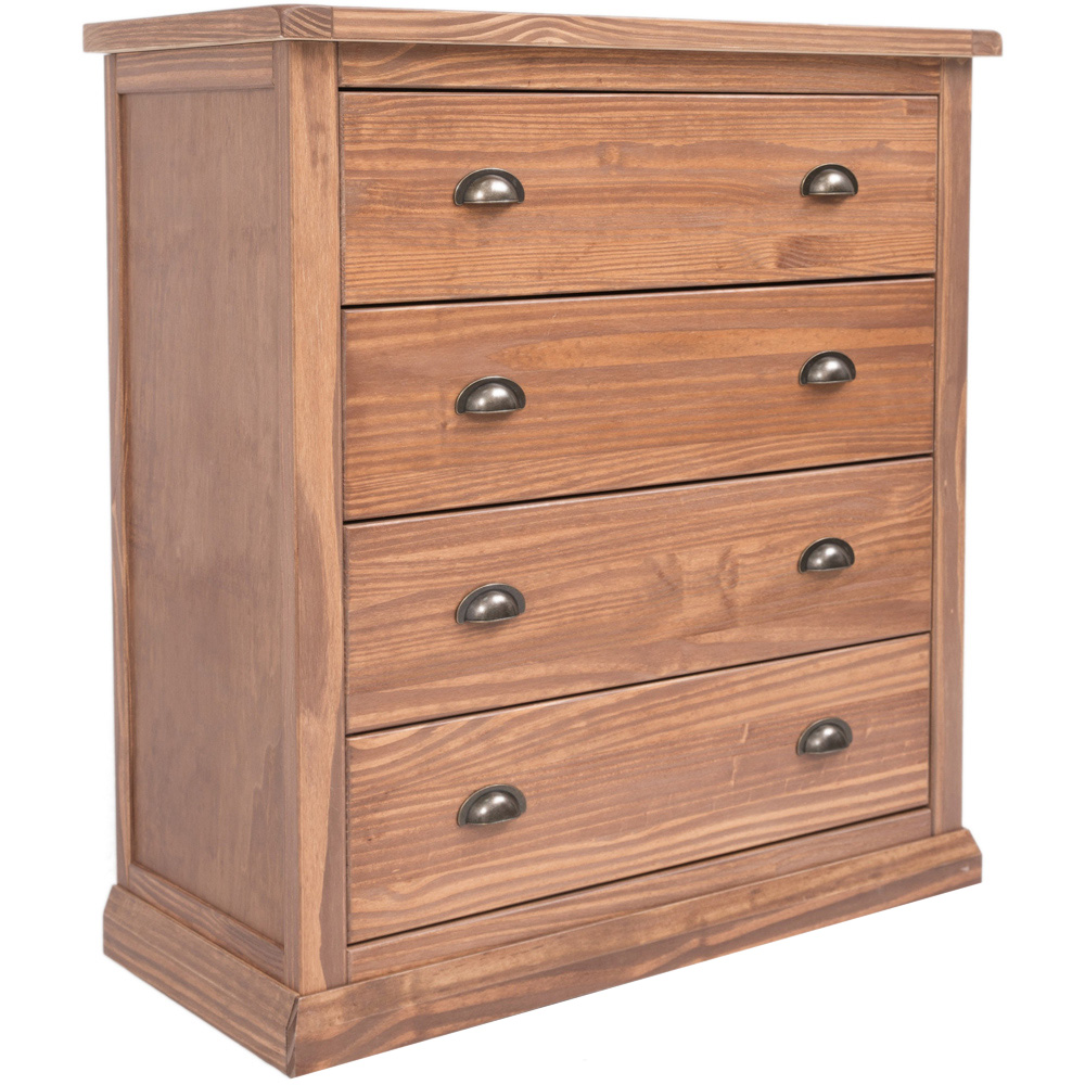 Tirolo 4 Drawer Light Brown Chest of Drawers with Brass Cup Handles Image 2